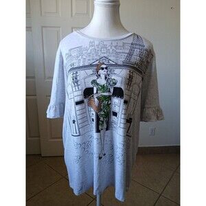 LOVE+LACE Fashion Women Ligth Gray Casual Blouse Size XL Short Sleeve Round Neck